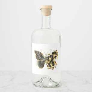 Goldener Schmetterling mit schwarzem Orchid Alkoholflaschenetikett