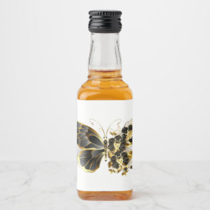 Goldener Schmetterling mit schwarzem Orchid Alkoholflaschenetikett
