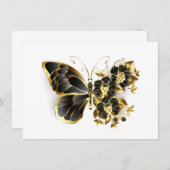 Goldener Schmetterling mit schwarzem Orchid Ankündigung (Vorne/Hinten)