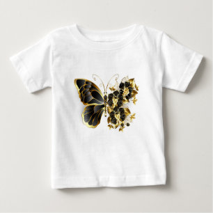 Goldener Schmetterling mit schwarzem Orchid Baby T-shirt