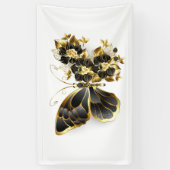 Goldener Schmetterling mit schwarzem Orchid Banner (Vertikal)