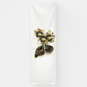 Goldener Schmetterling mit schwarzem Orchid Banner (Vertikal)