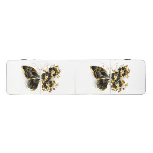 Goldener Schmetterling mit schwarzem Orchid Beer Pong Tisch