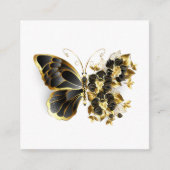 Goldener Schmetterling mit schwarzem Orchid Begleitkarte (Vorderseite)