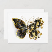 Goldener Schmetterling mit schwarzem Orchid Begleitkarte (Vorne/Hinten)