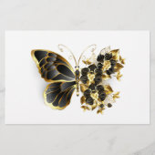 Goldener Schmetterling mit schwarzem Orchid Briefpapier (Vorderseite)