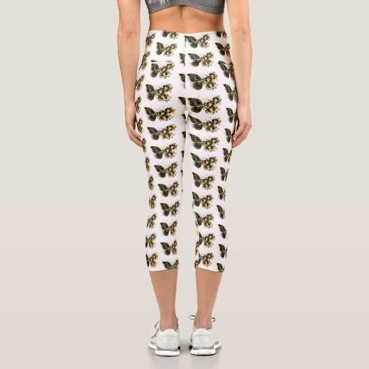 Goldener Schmetterling mit schwarzem Orchid Capri Leggings (Rückseite)