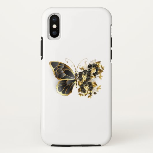 Goldener Schmetterling mit schwarzem Orchid Case-Mate iPhone Hülle (Rückseite)