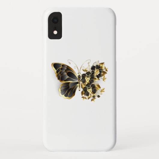 Goldener Schmetterling mit schwarzem Orchid Case-Mate iPhone Hülle (Rückseite)