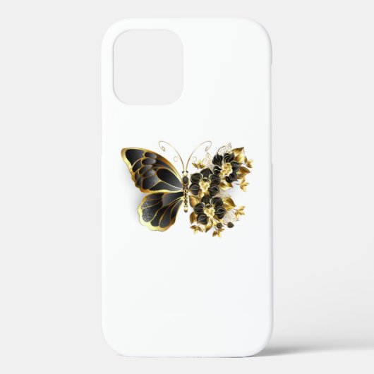 Goldener Schmetterling mit schwarzem Orchid Case-Mate iPhone Hülle (Rückseite)