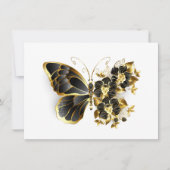 Goldener Schmetterling mit schwarzem Orchid Dankeskarte (Vorderseite)