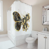 Goldener Schmetterling mit schwarzem Orchid Duschvorhang (Beispiel)