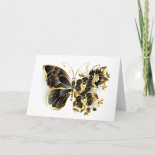 Goldener Schmetterling mit schwarzem Orchid Einladung