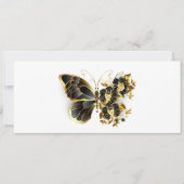 Goldener Schmetterling mit schwarzem Orchid Einladung (Vorderseite)