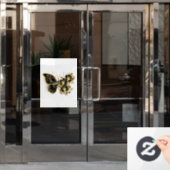 Goldener Schmetterling mit schwarzem Orchid Fensteraufkleber (Büro Tür)