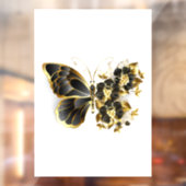 Goldener Schmetterling mit schwarzem Orchid Fensteraufkleber (Blatt 2)