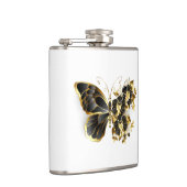 Goldener Schmetterling mit schwarzem Orchid Flachmann (Rechts)