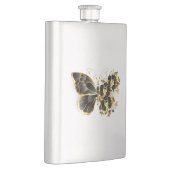 Goldener Schmetterling mit schwarzem Orchid Flachmann (Rechts)