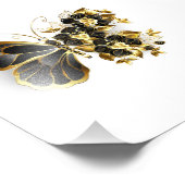 Goldener Schmetterling mit schwarzem Orchid Fotodruck (Ecke)