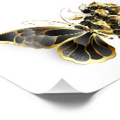 Goldener Schmetterling mit schwarzem Orchid Fotodruck (Ecke)