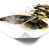 Goldener Schmetterling mit schwarzem Orchid Fotodruck (Ecke)