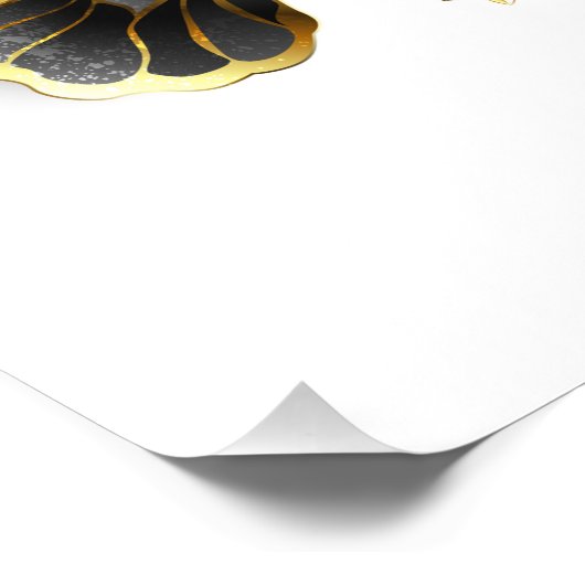 Goldener Schmetterling mit schwarzem Orchid Fotodruck (Ecke)