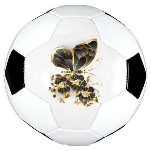 Goldener Schmetterling mit schwarzem Orchid Fußball (Gedreht)