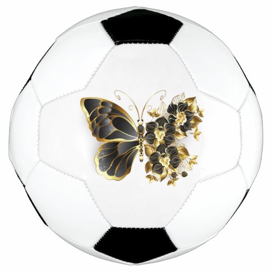 Goldener Schmetterling mit schwarzem Orchid Fußball (Vorderseite)