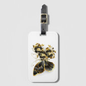 Goldener Schmetterling mit schwarzem Orchid Gepäckanhänger (Vorderseite Vertikal)