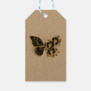 Goldener Schmetterling mit schwarzem Orchid Geschenkanhänger