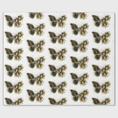 Goldener Schmetterling mit schwarzem Orchid Geschenkpapier (Flach)