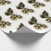 Goldener Schmetterling mit schwarzem Orchid Geschenkpapier (Ecke)