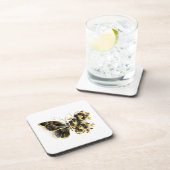 Goldener Schmetterling mit schwarzem Orchid Getränkeuntersetzer (Rechte Seite)