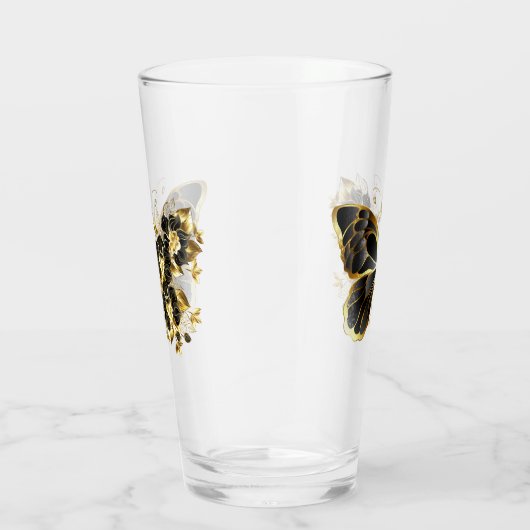 Goldener Schmetterling mit schwarzem Orchid Glas (Rechts)