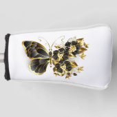Goldener Schmetterling mit schwarzem Orchid Golf Headcover (Vorderseite)