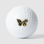 Goldener Schmetterling mit schwarzem Orchid Golfball (Vorderseite)