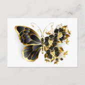 Goldener Schmetterling mit schwarzem Orchid Hinweiskarte (Vorderseite)