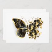 Goldener Schmetterling mit schwarzem Orchid Hinweiskarte (Vorne/Hinten)
