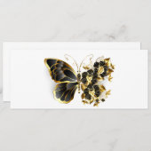 Goldener Schmetterling mit schwarzem Orchid Hinweiskarte (Vorne/Hinten)