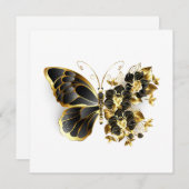 Goldener Schmetterling mit schwarzem Orchid Hinweiskarte (Vorne/Hinten)