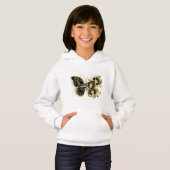 Goldener Schmetterling mit schwarzem Orchid Hoodie (Vorne ganz)