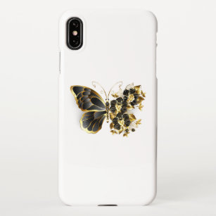 Goldener Schmetterling mit schwarzem Orchid iPhone Hülle