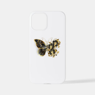 Goldener Schmetterling mit schwarzem Orchid iPhone 12 Mini Hülle