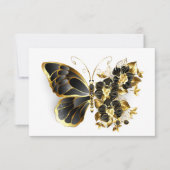 Goldener Schmetterling mit schwarzem Orchid Karte (Vorderseite)
