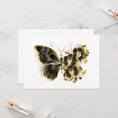 Goldener Schmetterling mit schwarzem Orchid Karte (Vorderseite/Rückseite Beispiel)