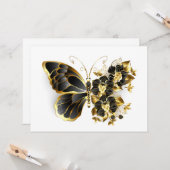 Goldener Schmetterling mit schwarzem Orchid Karte (Vorderseite/Rückseite Beispiel)