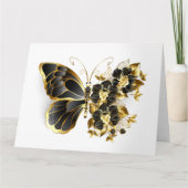 Goldener Schmetterling mit schwarzem Orchid Karte (Vorderseite)