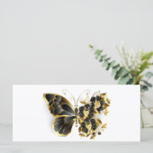 Goldener Schmetterling mit schwarzem Orchid Karte (Stehend Vorderseite)