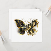 Goldener Schmetterling mit schwarzem Orchid Karte (Vorderseite/Rückseite Beispiel)