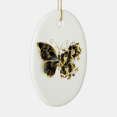 Goldener Schmetterling mit schwarzem Orchid Keramik Ornament (Rechts)